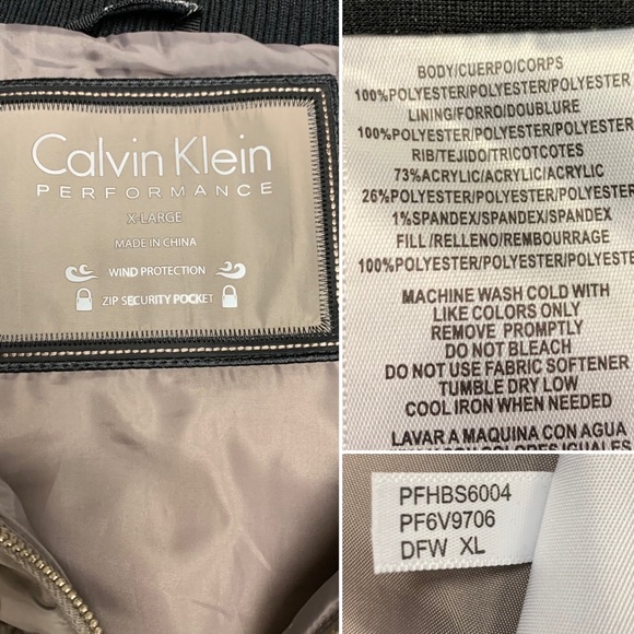 Like New Calvin Klein Performance Puffer Vest Ribbed Knit Side Panels Tan Black - Picture 14 of 15